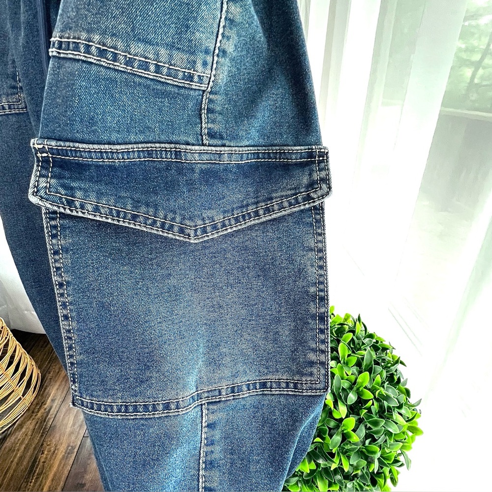 Ashley Stewart Denim Cargo Bubble Skirt Medium Blue Size 10/12 - Picture 9 of 15